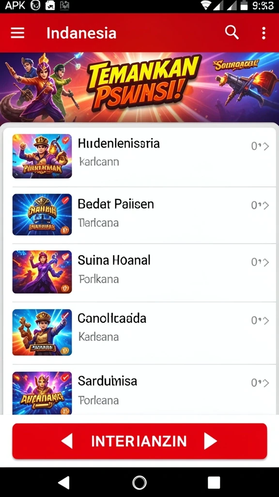 Menu permainan dengan berbagai pilihan mode.